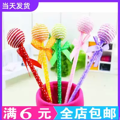 Round flat lolly candy pen love round beads candy color push small gift fortune pen creative children small stationery