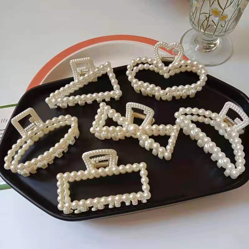 Net red pearl plastic hair clip back head grab clip Korea elegant temperament shark clip hair clip hair clip hair headdress