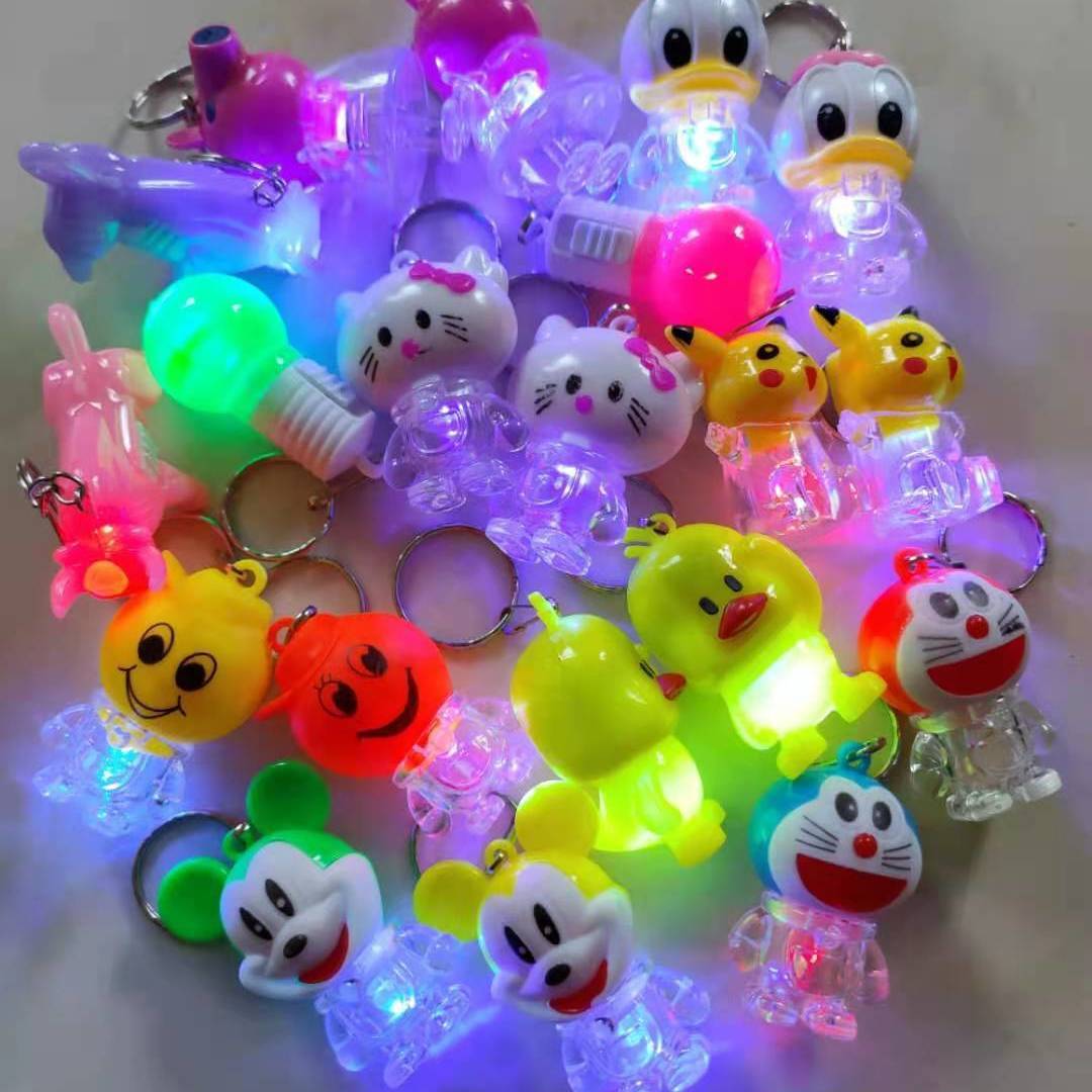Luminous key buckle LED light flashground Titten as cat Mickey Mouse KT cat open gift pendant place to push gift
