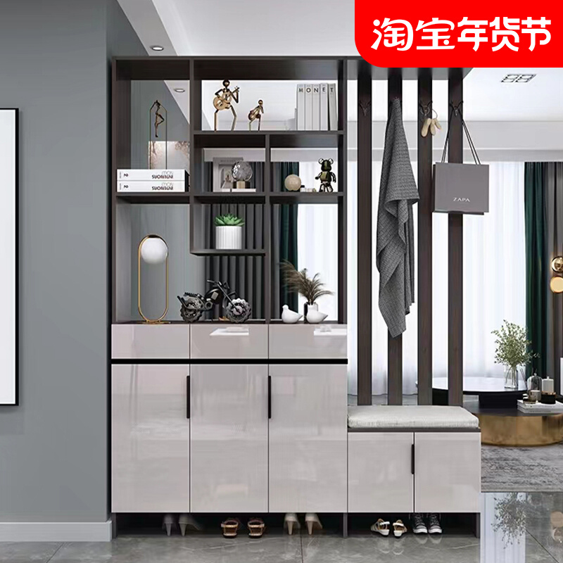 Entrance Shoes Cabinet Xuanguan Cabinet Integrated Screen Partition Cabinet Living Room Modern Minimalist Light Extravagant and Entrance Door Wine Cabinet Locker-Taobao