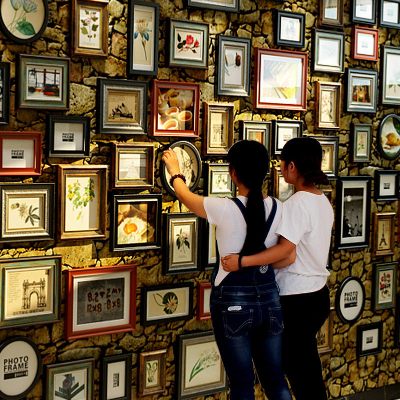 Luxurious Retro Solid Wood American Photo Wall Living Room Eu Style Photo Enterprise Hanging Wall Oversized Combined Villa Decoration Painting