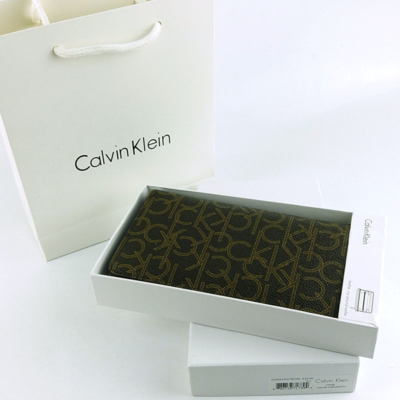 美国代购Calvin Klein CK男士长款印花手机拿包大字母钱包正品