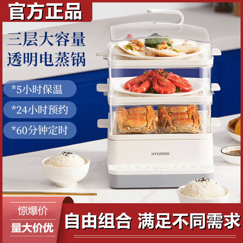 South Korean modern electric steamer Home Multi-function three-layer Large-capacity fully automatic breakfast machine reservation insulated electric steam box