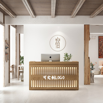 Chinese Style Cashier Desk Brief Modern Day Style Front Office Wellness House Terrace Restaurant Tea House Teahouse Terrace Reception Desk