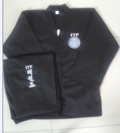 Black ITF series adult Taekwondo suit Full embroidery Taekwondo road suit