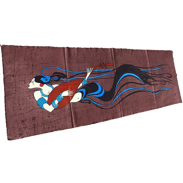 Hand-painted batik Chinese painting home decoration with heavy color handmade cloth art featured bar background