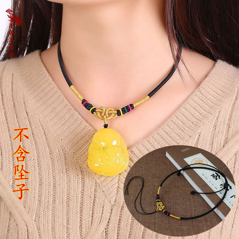 Hand Woven Pendant Rope Children Necklace Rope Matching Gold Lock Silver Lock Crystal Nectar Wax Jade Pendant Pendant Rope