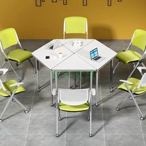 100 Variable Composition Splicing Meeting Table Trapezoidal Sector Six Position Combination Training Table And Chairs Wisdom Classroom Table And Chairs Assorted
