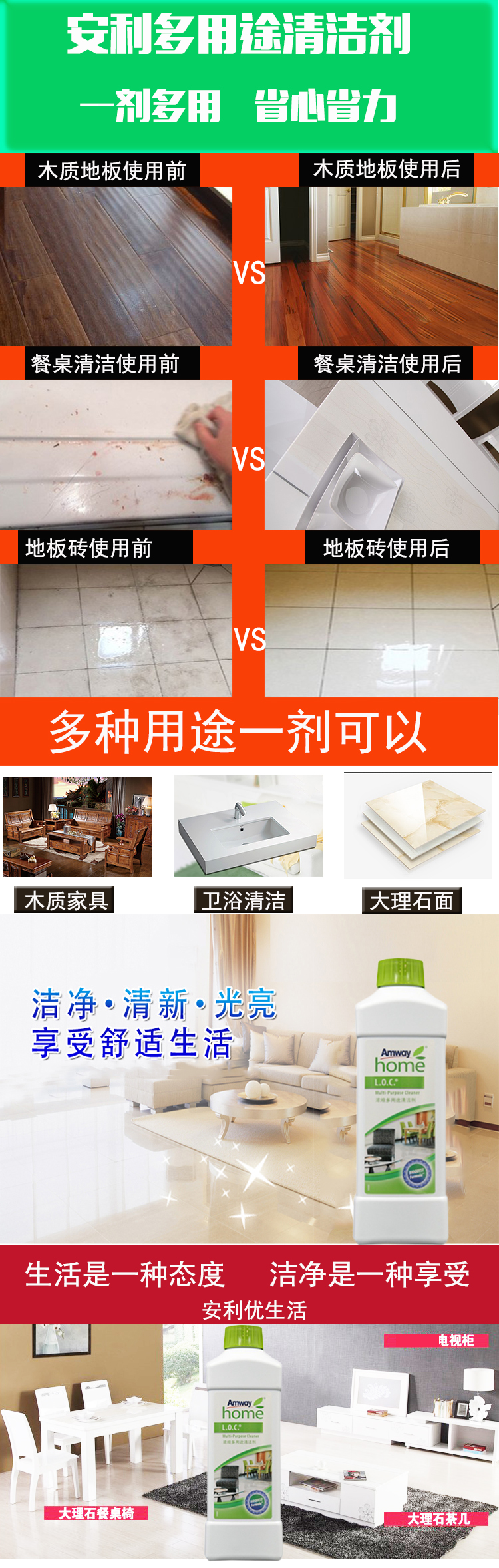 An Li Le mới chất tẩy rửa đậm đặc đa năng Lexin LOC chất tẩy rửa bát mới sàn gỗ gạch nội thất son môi - Trang chủ nước tẩy trắng sàn nhà