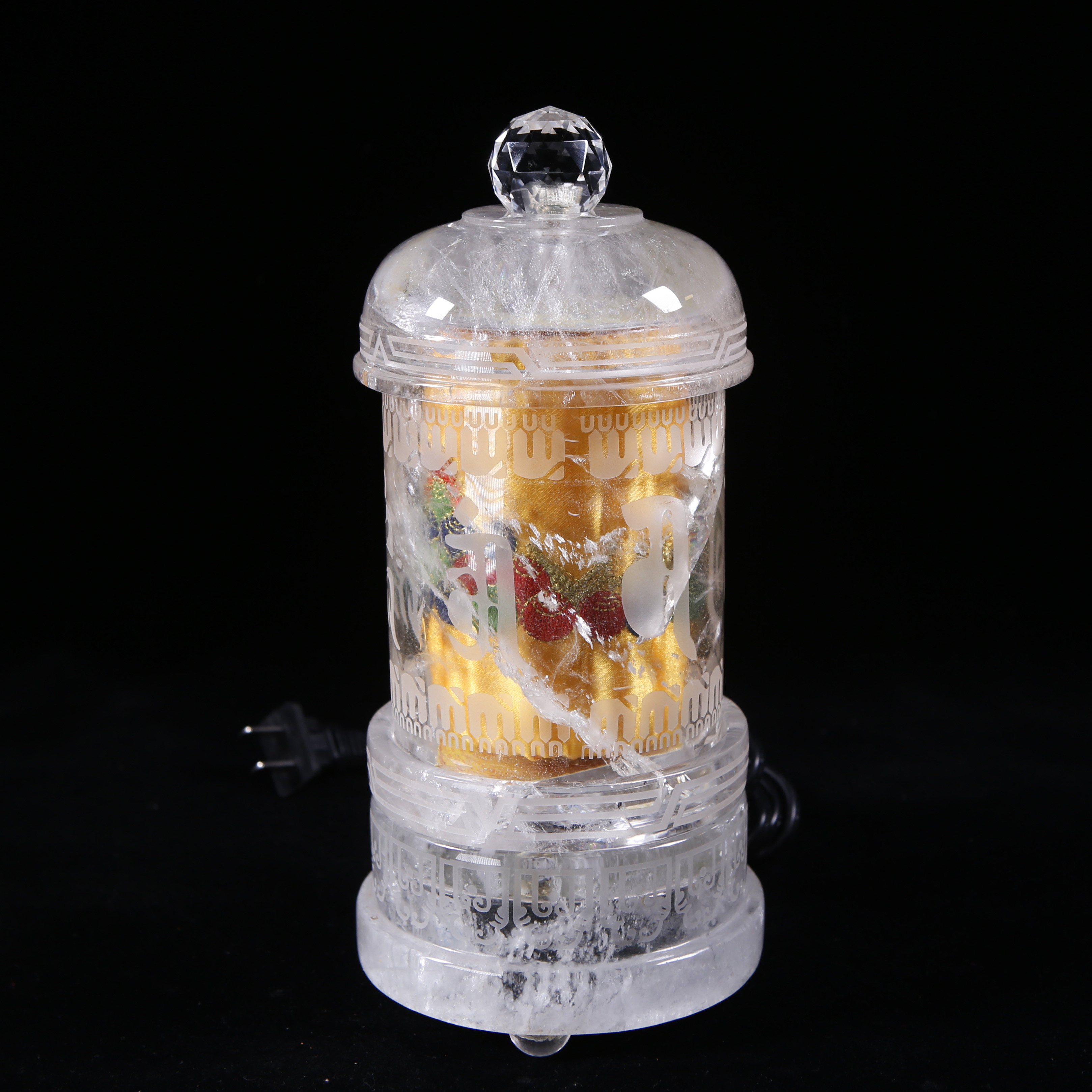 (Round tomorrow)Natural crystal 300 million Guanyin Heart mantra miniature negatives electric warp wheel