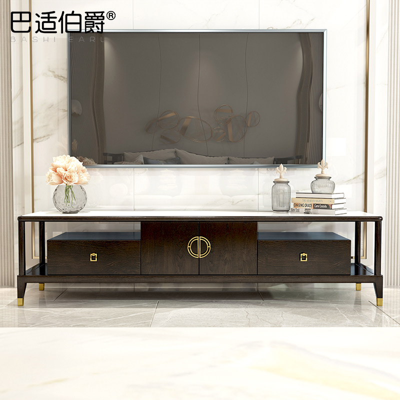 New Chinese TV Cabinet Zen modern full solid wood Villa Small Family of Residence Cabinet Living-room Living Room TV and TV cabinet