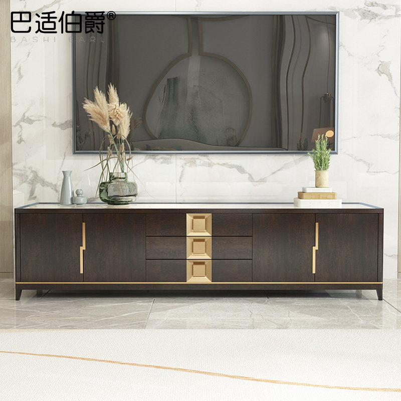 New Chinese style solid wood TV cabinet modern minimalist size apartment floor cabinet floor cabinet storage cabinet living room furniture customization