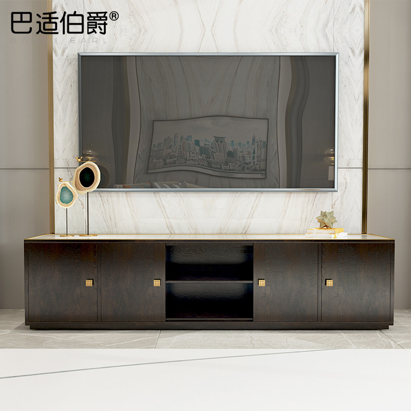 New Chinese Tea Table TV Cabinet Living Room Full Assembly TV Cabinet Modern Minima Villa Light Lavish White Wax Wood Furniture