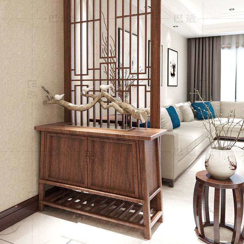 New Chinese Solid Wood Genguan Cabinet Brief Living Room Double Door Dining Side Cabinet Imitation Ancient China Wind Storage Cabinet White Wax Wood Custom-Taobao