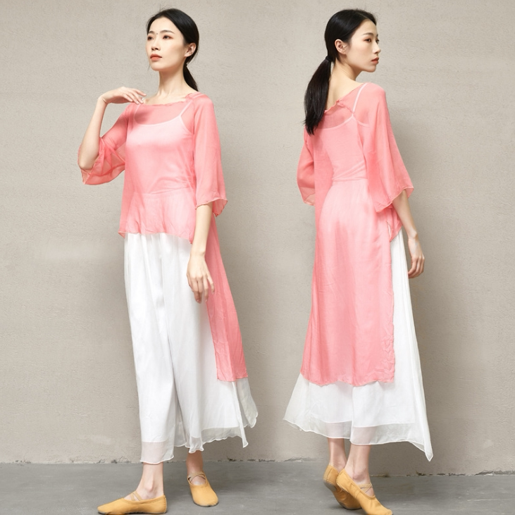 Long version of Chinese Wind Classical Dance Rehearsical Dress Waft of the Elegant Tea Suit Women Fairy Air Etiquette Performance