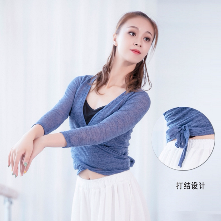 Body V-collar dance skill teacher shape clothes outer and with open-shirt classical dress