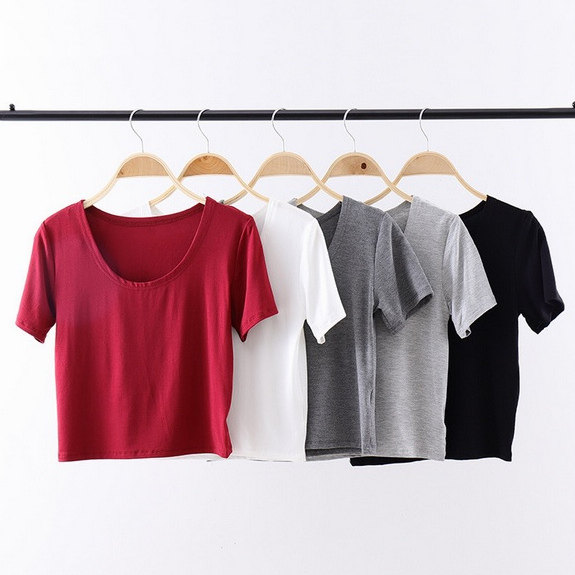 Short Dance Practice Jazz Top Woman shapes Modale round-collar short-sleeved T-shirt Lu-umbil Yoga Fitness White