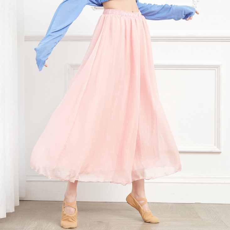Chinese style classical dance chiffon swinging elegant tulle wide-leg practice skirt long trousers show clothing drape
