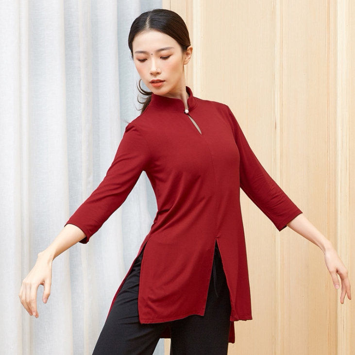 Bangrobe Take Dance Course Woman with Long Fork Dance Costumes in Chinese Classic Ethnic Dance Body