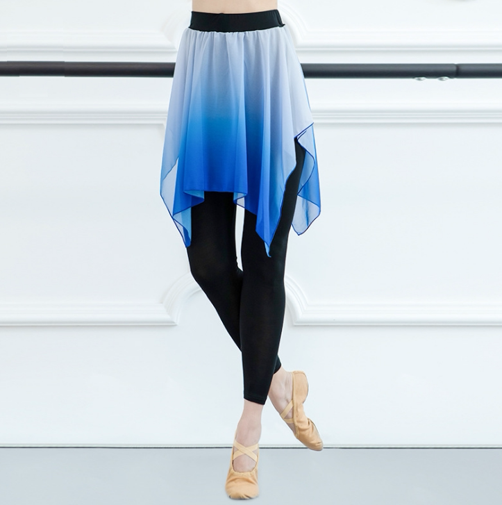 Gradual Layer Color Dance Practice Dresses Pants Children Squares Classical Dance Snowspinning Fake two-and-a-half body short-yarn dresses table performance