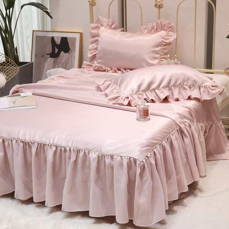 New summer pink princess style bed skirt ice silk mat washable folding non-slip air-conditioning mat summer mat 1 8m