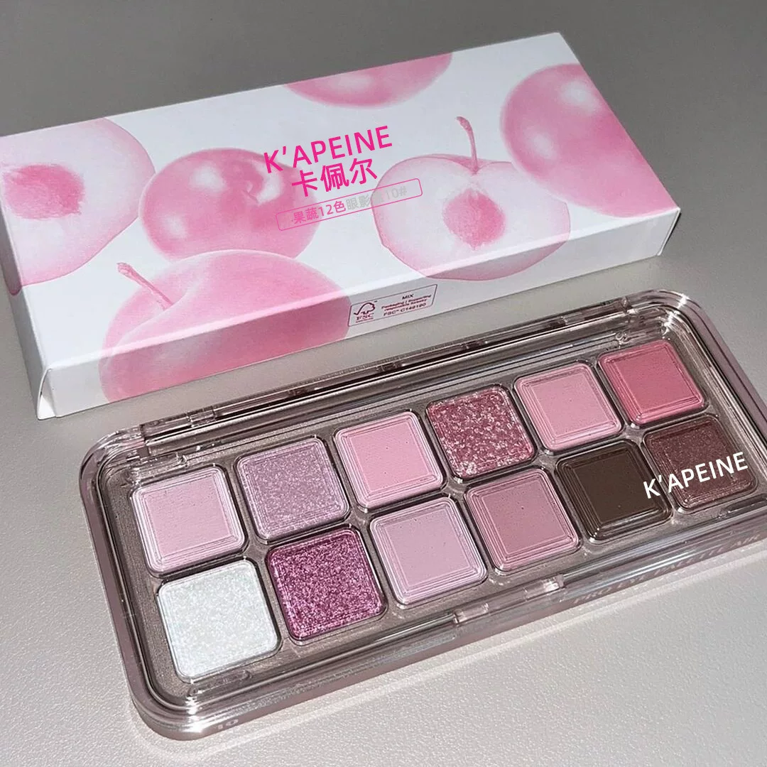 Палетка цветов Capel Fruit and Vegetable Twelve Eye Shadow Plate Pearl Light Flash Powder European and American Fire Dragon Fruit Powder Make Makeup