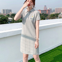 (Broken code clearance) cotton polo collar short sleeve dress female 2021 summer new flip a casual tennis skirt