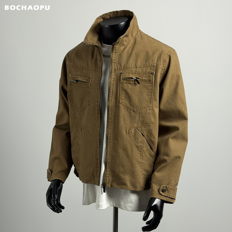 American Retro Multi-Pocket Pure Cotton Work Jacket for Men 2026 Autumn Vintage Casual Loose Versatile Top