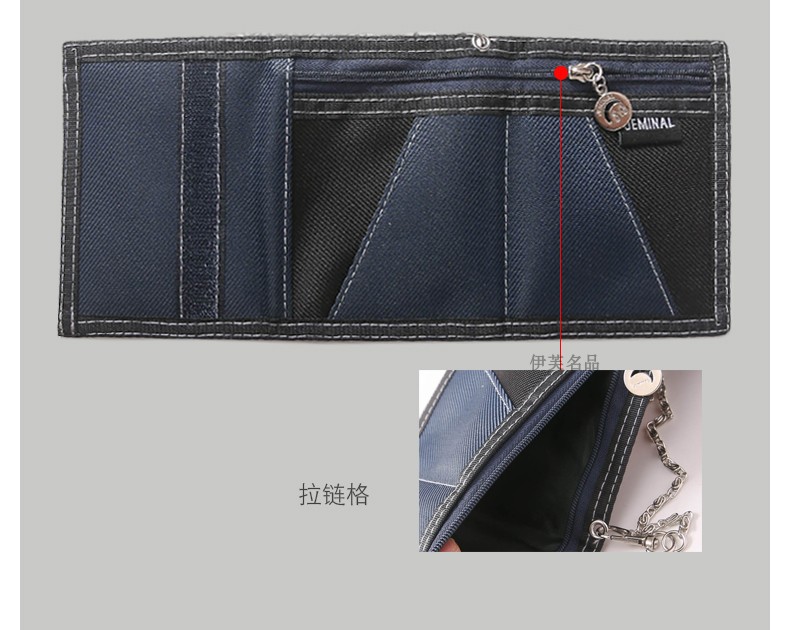 Jamie Road Men Canvas nylon Casual Ví ngắn ba mươi lần Sinh viên khóa kéo đôi Thay đổi áo khoác nhỏ ví da