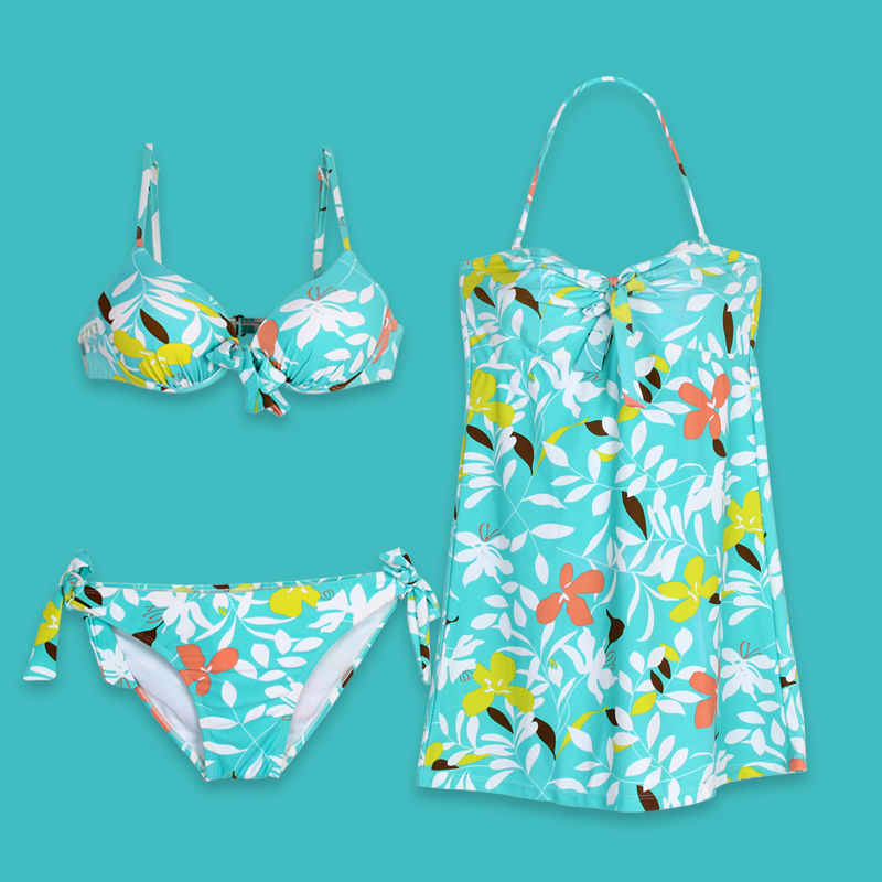 South Korea Sexy Bikini Small Chest Steel Bro Gathers Small Fragrant Wind to Cover Belly Slim Beach Three-Piece Two-Piece Swimsuit