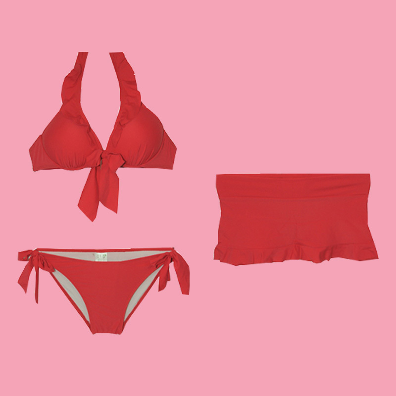 Sexy bikini women's small breasted steel entrusted with skirt-like shades of slim and fragrant wind Three sets of seaside swimwear holiday