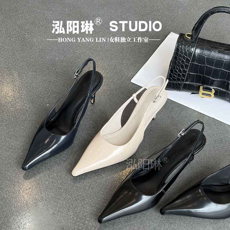 Hongyanglin ~ Pointed-Toe Patent Leather Mules for Women, 2026 Summer New Style Shallow Single Shoes, Stiletto High Heels Hongyanglin ~ Pointed-Toe Patent Leather Mules for Women, 2026 Summer New Style Shallow Single Shoes, Stiletto High Heels