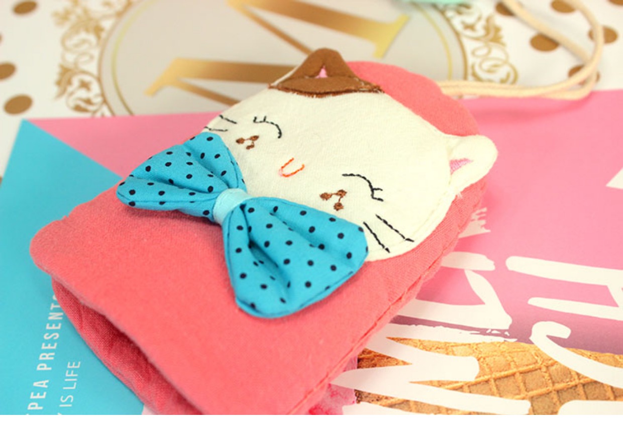 QQ mèo sáng tạo cotton thủ công vải rút đai túi túi Hàn Quốc phụ nữ dễ thương phim hoạt hình xe chìa khóa - Trường hợp chính ví móc chìa khóa nữ