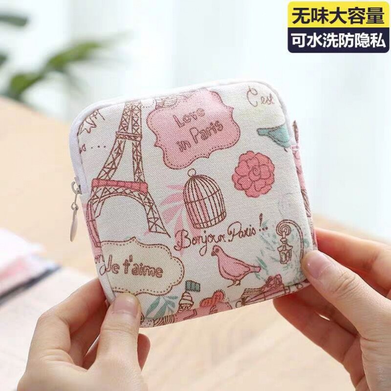 Sanitary towel contains bags of maidens with large capacity students with sanitary cotton bag mini zip aunt towel bag