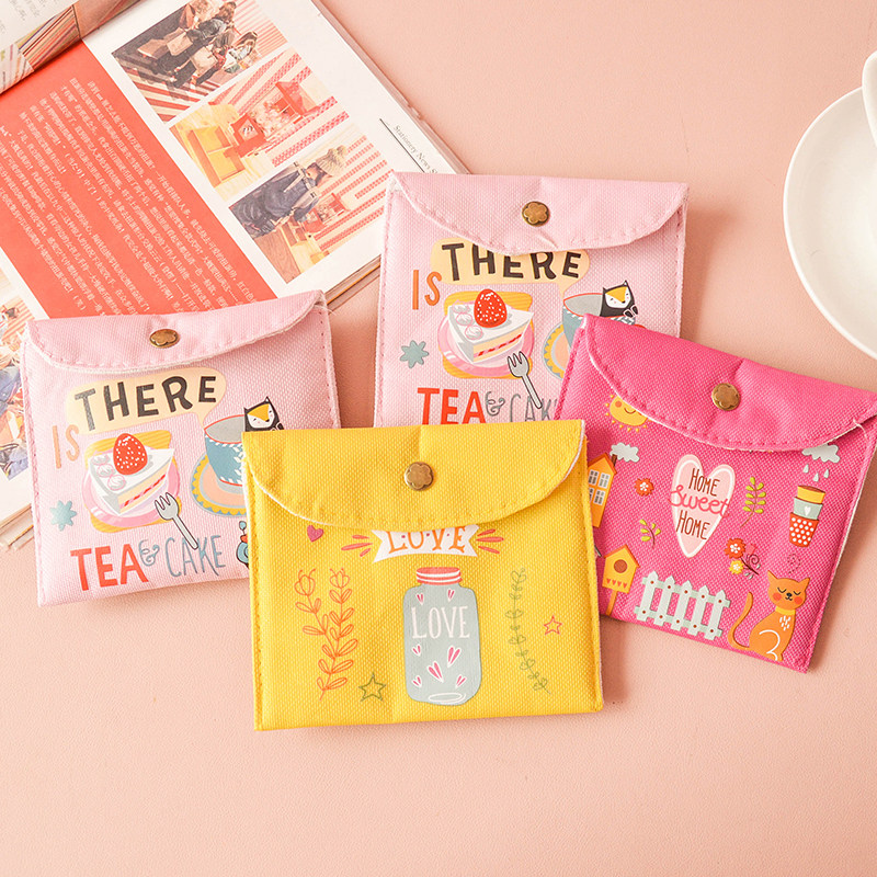 Y Shaft Teenage Girl Hearts Containing Bag Sanitary Cotton Bag Canvas Large Capacity Cute Dark Clothing Portable Aunt Towel Bag M Towel Bag