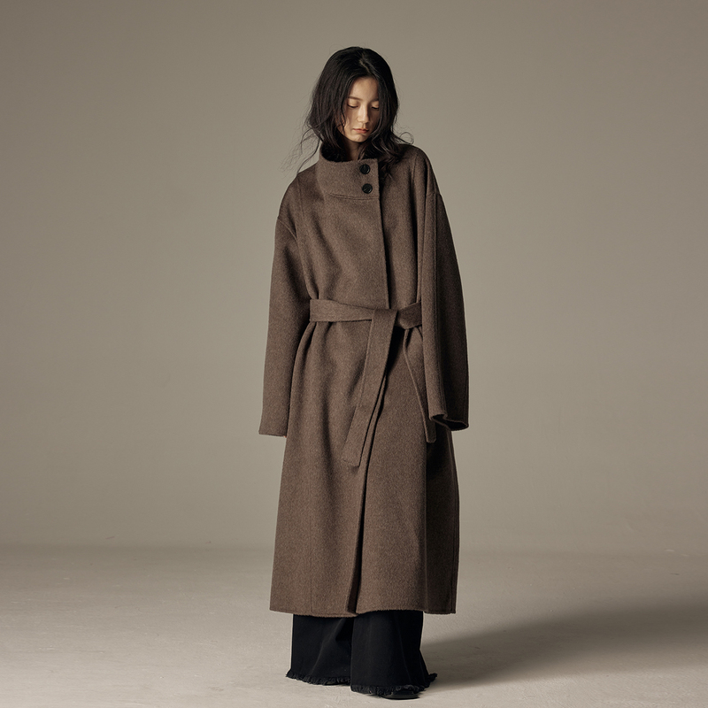 New Style 10 Camel Hair Smoky Gray Double-Sided Camel Hair Coat for Women, Autumn and Winter, Super Loose Long Coat for Winter New Style 10 Camel Hair Smoky Gray Double-Sided Camel Hair Coat for Women, Autumn and Winter, Super Loose Long Coat for Winter