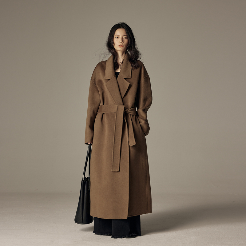 New High-End Wool Double-Sided Coat, Loose and Slimming, Extra-Long Over-The-Knee Woolen Coat for Winter