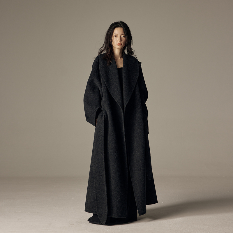 10 Camel Hair Extra-Long Coat with Large Lapel, Green Fruit Collar, Tall Version, Camel Hair Double-Sided Woolen Coat 10 Camel Hair Extra-Long Coat with Large Lapel, Green Fruit Collar, Tall Version, Camel Hair Double-Sided Woolen Coat