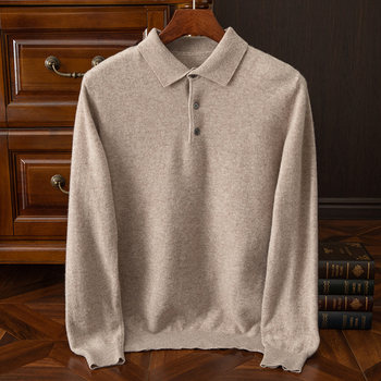 New autumn and winter 100% pure wool polo shirt men's fashion casual long-sleeved pullover sweater sweater shirt New autumn and winter 100% pure wool polo shirt men's fashion casual long-sleeved pullover sweater sweater shirt