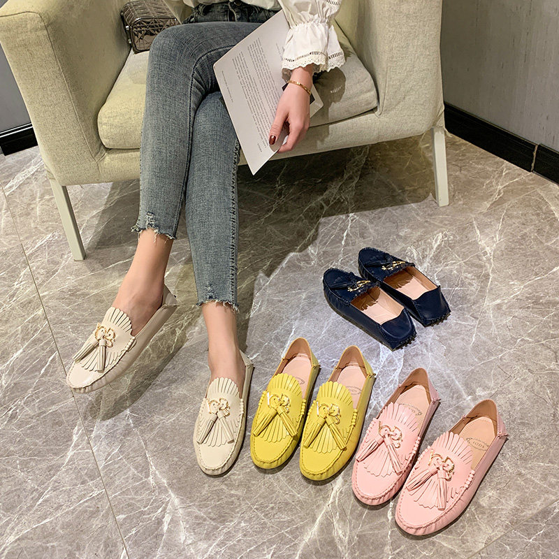 Soybean shoes in 2022 new soft - skin soft - solid pregnant woman with one - foot sloth shoes worn twice female single shoes