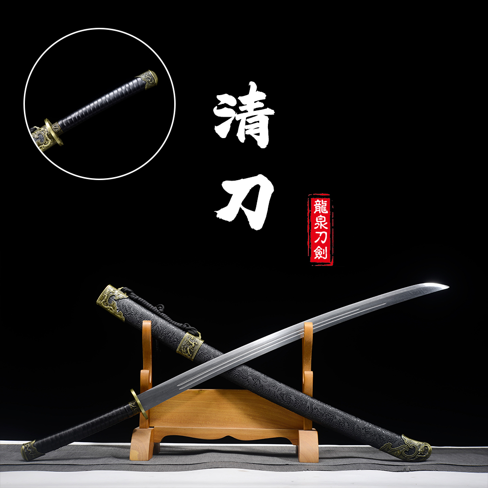 ワンピース高マンガン鋼清ナイフ刺繍入りスプリングナイフシース付き冷兵器コレクション装飾装飾小道具屋外射撃未研磨