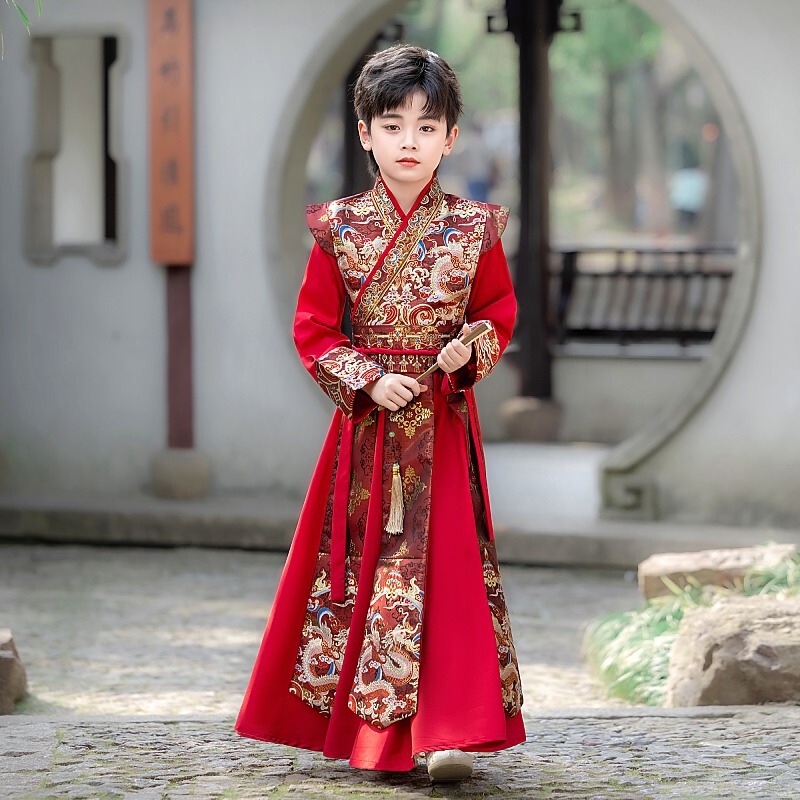 Boys' Hanfu Summer Children's Traditional Costume Martial Arts Gentleman Outfit National Style Handsome Boys' Performance Tang Suit 2026 New Thin Style