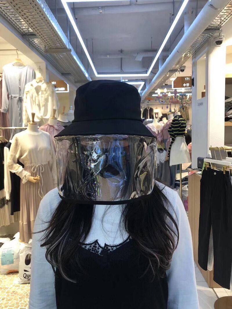 Protective cap anti-splash, spittle, face cover, big edge, sun protection, isolation, closed protective mask, Korean wide-brimmed cap