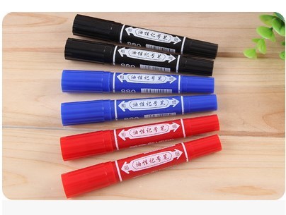 Hero marker 880 large double-headed oily marker Logistics pen Double-headed thickness two ends black red