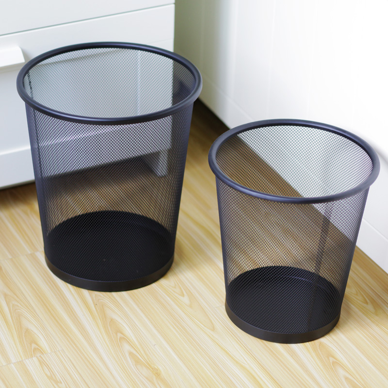 Thickened rust-proof wire mesh trash can household metal trash can office dry and wet classification powder room without cover