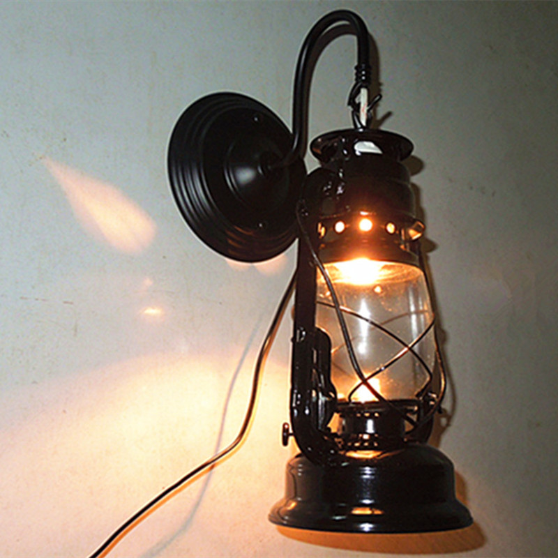 Retro retro kerosene lamp Aisle wall lamp Small bedroom bed lamp Sea living room lamp Creative wall lamp with key switch