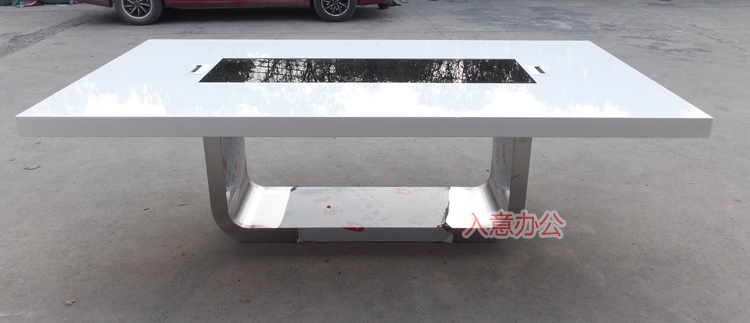 Bàn ghế văn phòng sơn trắng bàn họp đơn giản hiện đại inox thời trang đàm phán sáng tạo bàn họp - Nội thất văn phòng bàn làm việc gỗ