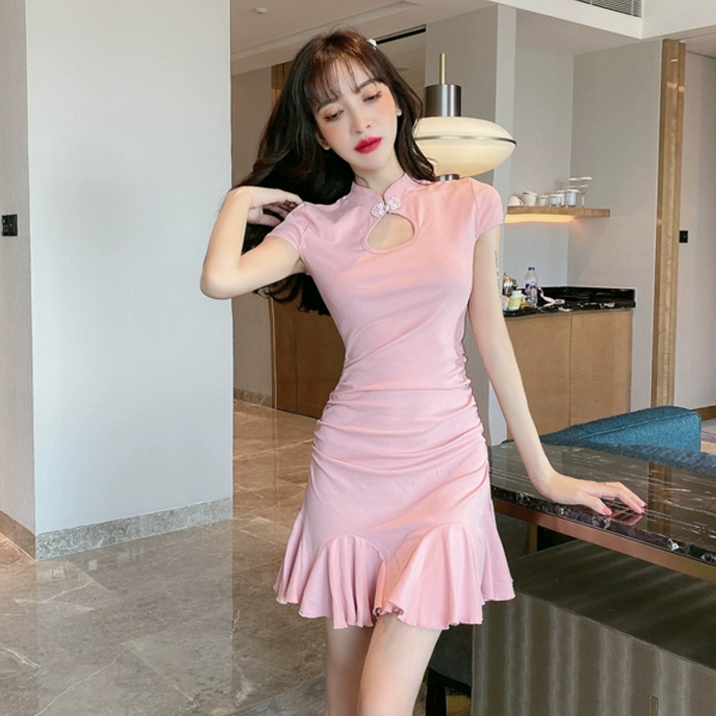 Cô gái trẻ cải tiến sườn xám mùa hè mới thời trang phụ nữ mới váy đuôi cá bó sát hông gợi cảm - váy đầm