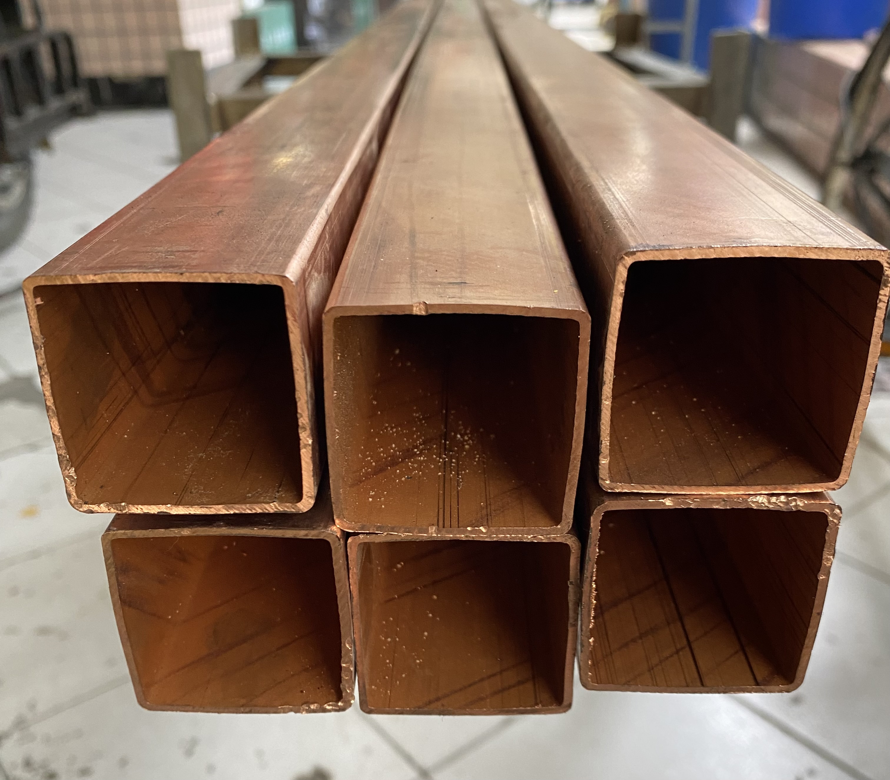 T2 copper square tube rectangular tube special for intermediate frequency furnace 50mm*50mm wall thickness 2mm complete specifications per meter