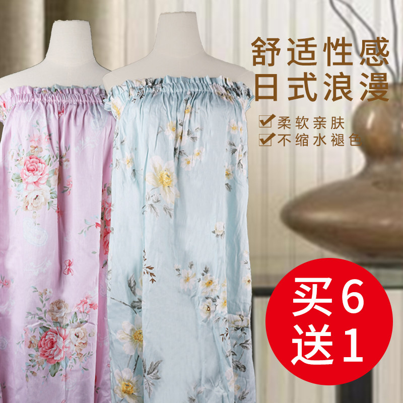 Bathrobe women's summer cotton solid color color beauty salon household new bath skirt Hotel bathrobe Women's nightgown nightgown nightgown